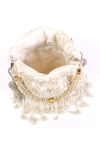 Nazaakat By Samara Singh_White Pearls, Beads, Tassels Embellished Drawstring Potli Bag _at_Aza_Fashions