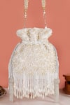 Buy_Nazaakat By Samara Singh_White Pearls, Beads, Tassels Embellished Drawstring Potli Bag _at_Aza_Fashions