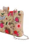 Nazaakat By Samara Singh_Cream Embroidery, Sequins, Rhinestones, Pearls Floral Clutch Bag _Online