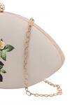 Shop_Nazaakat By Samara Singh_Cream Floral Printed Oval Clutch With Detachable Sling 