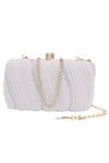 Shop_Nazaakat By Samara Singh_White Pearls, Rhinestones And Sequin Embellished Clutch _at_Aza_Fashions
