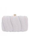 Nazaakat By Samara Singh_White Pearls, Rhinestones And Sequin Embellished Clutch _at_Aza_Fashions