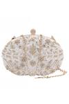 Shop_Nazaakat By Samara Singh_White Beads, Pearls, Rhinestones, Sequins, Embroidery And Clutch With Sling _at_Aza_Fashions