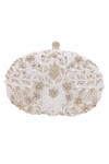 Shop_Nazaakat By Samara Singh_White Beads, Pearls, Rhinestones, Sequins, Embroidery And Clutch With Sling 