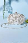 Nazaakat By Samara Singh_White Beads, Pearls, Rhinestones, Sequins, Embroidery And Clutch With Sling _Online