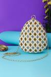 Buy_Nazaakat By Samara Singh_Cream Beads, Sequins Beaded Geometric Pattern Clutch With Sling _at_Aza_Fashions