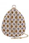 Shop_Nazaakat By Samara Singh_Cream Beads, Sequins Beaded Geometric Pattern Clutch With Sling _at_Aza_Fashions