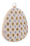 Buy_Nazaakat By Samara Singh_Cream Beads, Sequins Beaded Geometric Pattern Clutch With Sling 