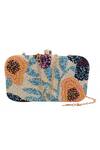 Shop_Nazaakat By Samara Singh_Cream Beads, Stones Floral Beaded Clutch With Detachable Sling _at_Aza_Fashions