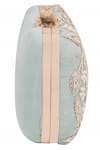 Shop_Nazaakat By Samara Singh_Aqua Embroidery, Pearls Floral Clutch With Frog Closure 