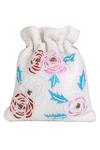 Shop_Nazaakat By Samara Singh_White Beads, Embroidery, Pearls, Tassels Floral Potli Bag With Handle _Online_at_Aza_Fashions