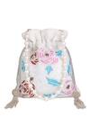 Shop_Nazaakat By Samara Singh_White Beads, Embroidery, Pearls, Tassels Floral Potli Bag With Handle _at_Aza_Fashions