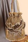 Buy_Nazaakat By Samara Singh_Gold Beads, Pearls, Tassels Beaded Waterfall Potli Bag _at_Aza_Fashions