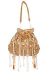 Nazaakat By Samara Singh_Gold Beads, Tassels Beaded Drawstring Potli Bag With _Online_at_Aza_Fashions