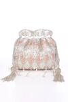 Nazaakat By Samara Singh_White Beads, Tassels Beaded Diamond Pattern Potli Bag _at_Aza_Fashions