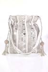 Shop_Nazaakat By Samara Singh_White Beads, Sequins, Mirrors, Tassels Beaded And Embellished Potli Bag _Online_at_Aza_Fashions