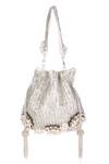 Nazaakat By Samara Singh_White Beads, Pearls, Tassels, Stones Beaded And Embellished Potli Bag _Online_at_Aza_Fashions