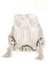 Shop_Nazaakat By Samara Singh_White Beads, Pearls, Tassels, Stones Beaded And Embellished Potli Bag _at_Aza_Fashions