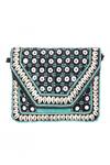 Shop_Nazaakat By Samara Singh_Black Beads, Mirrors Cowrie Shell And Embellished Clutch Bag _Online_at_Aza_Fashions