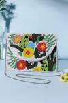 Buy_Nazaakat By Samara Singh_Multi Color Beads Floral And Parrot Motif Clutch _at_Aza_Fashions