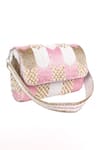 Shop_Nazaakat By Samara Singh_Pink Beads, Pearls Beaded And Embellished Flap Bag _Online_at_Aza_Fashions