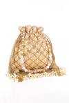 Buy_Nazaakat By Samara Singh_Gold Beads, Sequins, Tassels, Pearls And Embellished Potli Bag _Online_at_Aza_Fashions
