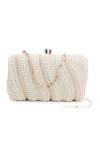 Shop_Nazaakat By Samara Singh_White Pearls, Beads Embellished Clutch With Detachable Sling _at_Aza_Fashions