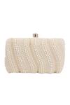 Shop_Nazaakat By Samara Singh_White Pearls, Beads Embellished Clutch With Detachable Sling 