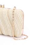 Nazaakat By Samara Singh_White Pearls, Beads Embellished Clutch With Detachable Sling _Online