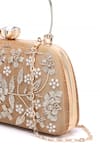 Nazaakat By Samara Singh_Gold Embroidery, Pearls, Crystals Floral Clutch Bag With Sling _Online