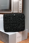 Buy_The Tan Clan_Black Beads, Stones Megan Flapover Bag _at_Aza_Fashions