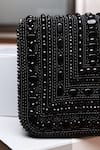 Buy_The Tan Clan_Black Beads, Stones Megan Flapover Bag 