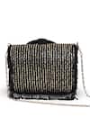 Shop The Tan Clan Black Beads, Fringe Sylvie Flapover Bag at Aza Fashions Shop_The Tan Clan_Black Beads, Fringe Sylvie Flapover Bag _at_Aza_Fashions