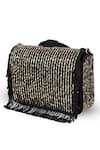 Shop The Tan Clan Black Beads, Fringe Sylvie Flapover Bag Online at Aza Fashions Shop_The Tan Clan_Black Beads, Fringe Sylvie Flapover Bag _Online_at_Aza_Fashions