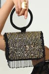Shop The Tan Clan Black Beads, Fringe Sylvie Flapover Bag Online Shop_The Tan Clan_Black Beads, Fringe Sylvie Flapover Bag _Online