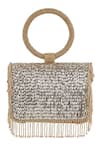 The Tan Clan_Gold Beads, Tassels Sylvie Flapover Bag _Online_at_Aza_Fashions