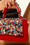 Buy The Tan Clan Red Gemstones, Crystals Kylie Flapover Bag Online at Aza Fashions Buy_The Tan Clan_Red Gemstones, Crystals Kylie Flapover Bag _Online_at_Aza_Fashions