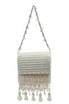 Shop_The Tan Clan_White Beads, Pearls, Chains Mira Flapover Bag _at_Aza_Fashions