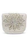 Shop The Tan Clan White Beads, Crystals Eva Flapover Bag at Aza Fashions Shop_The Tan Clan_White Beads, Crystals Eva Flapover Bag _at_Aza_Fashions