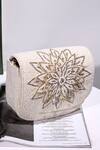 Shop_The Tan Clan_White Beads, Crystals Eva Flapover Bag 
