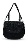 Shop_The Tan Clan_Black Beads, Sequins Amy Flapover Bag _at_Aza_Fashions