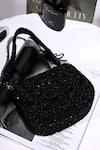 Buy_The Tan Clan_Black Beads, Sequins Amy Flapover Bag _at_Aza_Fashions