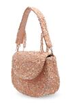The Tan Clan_Peach Beads, Sequins, Pearls Amy Flapover Bag _Online_at_Aza_Fashions