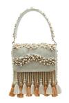 Shop The Tan Clan White Beads, Pearls, Tassels Jena Embellished Flapover Bag at Aza Fashions Shop_The Tan Clan_White Beads, Pearls, Tassels Jena Embellished Flapover Bag _at_Aza_Fashions