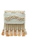 The Tan Clan White Beads, Pearls, Tassels Jena Embellished Flapover Bag at Aza Fashions The Tan Clan_White Beads, Pearls, Tassels Jena Embellished Flapover Bag _at_Aza_Fashions