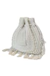 The Tan Clan_White Beads, Pearls, Sequins, Tassels Nora Potli Bag _at_Aza_Fashions