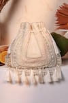 Shop_The Tan Clan_White Beads, Pearls, Sequins, Tassels Nora Potli Bag _at_Aza_Fashions