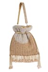 Shop_The Tan Clan_Gold Beads, Tassels Aarna Potli Bag _at_Aza_Fashions