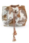 Buy_The Tan Clan_White Beads, Sequins, Tassels Terra Bucket Bag _Online_at_Aza_Fashions