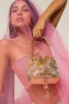 Shop_The Tan Clan_Rose Gold Beads, Sequins, Tassels Terra Bucket Bag 